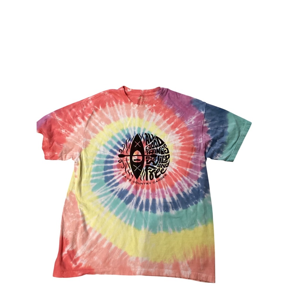 RFBF Tie‎ Dye T Shirt Kayak Good Times Free USA Dyed Women's Large